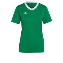 Koszulka piłkarska damska Adidas Entrada 22 Jersey. Zielone koszulki sportowe damskie Adidas, s, bez wzorów, z jersey, sportowe, bez kołnierzyka. Za 69.00 zł.