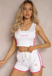 Białe Szorty Dresowe z Bawełny High Waist z Metalową Wstawką Lumira. Białe szorty sportowe damskie Renee, na lato, l, bez wzorów, z bawełny, sportowe, z podwyższonym stanem. Za 29.99 zł.