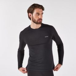 Koszulka do biegania z długim rękawem męska Kiprun Run 500. Czarne koszulki sportowe męskie KIPRUN, l, bez wzorów, z materiału, bez kołnierzyka, bez ramiączek, do biegania. Za 99.99 zł.