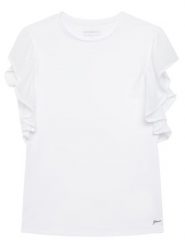 Guess Bluzka J6RI14 K6YW4 Biały Regular Fit. Białe bluzki dla dziewczynek Guess, z aplikacjami, z bawełny, bez ramiączek. Za 119.99 zł.