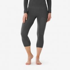 Legginsy termoaktywne narciarskie damskie Quechua BL 900 tech 3/4. Czarne bielizna termoaktywna damska WED'ZE, m, bez wzorów, z elastanu, bez ramiączek. Za 129.99 zł.