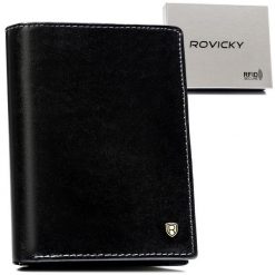 Portfel męski Rovicky N104-RVT czarny. Czarne portfele męskie ROVICKY, bez wzorów, ze skóry. Za 74.00 zł.