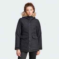 Parka Paveric Fur. Czarne parki damskie Adidas, l, bez wzorów, bez kaptura. W wyprzedaży za 449.40 zł.