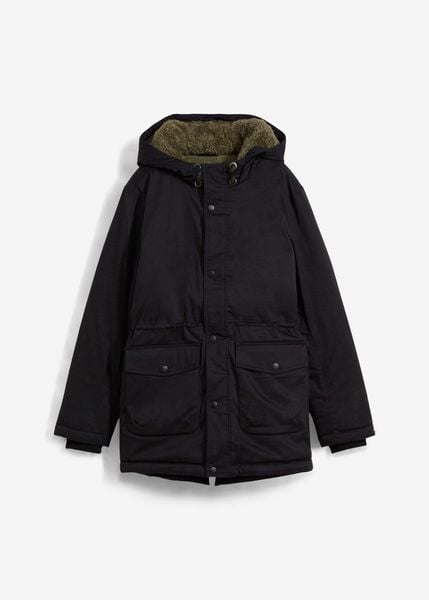 Ciepła parka zimowa, hydrofobowa. Czarne kurtki i płaszcze dla chłopców bonprix, na zimę, bez wzorów, bez kaptura. Za 249.99 zł.