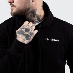 Bluza męska fitness z kapturem Athlete. Czarne bluzy sportowe męskie GYMBEAM, m, bez wzorów, z bawełny, z kapturem, na fitness i siłownię. Za 73.99 zł.