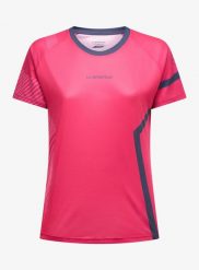 Koszulka do biegania damska La Sportiva Flow T-Shirt. Czerwone koszulki sportowe damskie La Sportiva, l, bez wzorów, z materiału, bez kołnierzyka, bez ramiączek, do biegania. Za 318.99 zł.