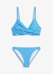 Bikini z kopertowym dekoltem (2 części). Niebieskie bikini damskie bonprix, bez wzorów. Za 119.99 zł.