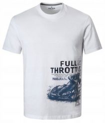 Męska Koszulka (T-Shirt) - Pako Jeans - Biała z Motorem Żużlowym. Białe t-shirty męskie Pako Jeans, l, bez wzorów, z bawełny, casualowe, bez kołnierzyka. Za 79.00 zł.