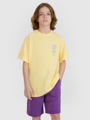 4F T-shirt oversize z nadrukiem chłopięcy - żółta 122 (6-7 lat). Żółte t-shirty dla chłopców 4f, bez wzorów, z bawełny, bez ramiączek. W wyprzedaży za 19.99 zł.