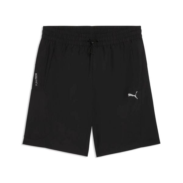 Szorty Puma Pumatech. Czarne krótkie spodenki sportowe męskie Puma, uniwersalny, bez wzorów, z materiału, na fitness i siłownię. Za 163.99 zł.