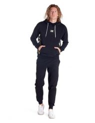 Bluza męska z kapturem i dużą kieszenią ZŁOTA. Czarne bluzy męskie LEONE 1947 APPAREL, l, bez wzorów, z bawełny, z kapturem, na fitness i siłownię. Za 105.21 zł.