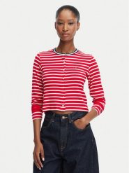 Tommy Jeans Kardigan DW0DW22805 Czerwony Slim Fit. Czerwone swetry damskie Tommy Jeans, s, bez wzorów, z jeansu, bez kołnierzyka, bez ramiączek, bez kaptura. Za 229.99 zł.
