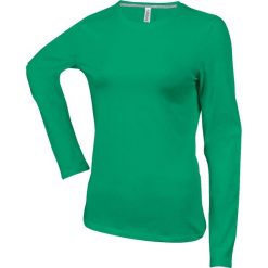 Damska koszulka z długim rękawem Kariban Col Rond. Zielone t-shirty damskie KARIBAN, xl, bez wzorów, z bawełny, bez kołnierzyka. Za 82.50 zł.