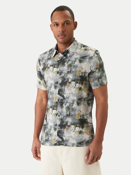 Guess Koszula M6GH65 W1916 Szary Regular Fit. Szare koszule męskie Guess, l, z aplikacjami, z wiskozy, bez kołnierzyka, bez ramiączek. Za 212.99 zł.