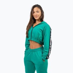 Bluza NEBBIA Crop Hoodie Iconic. Zielone bluzy damskie Nebbia, bez wzorów, bez kaptura, na fitness i siłownię. Za 269.99 zł.