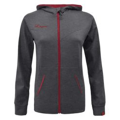 Bluza z kapturem OSHA damska ciemnoszaro-różowa. Czerwone bluzy damskie Legea, bez wzorów, z bawełny, z kapturem, na fitness i siłownię. W wyprzedaży za 104.00 zł.