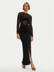Simona Corsellini Sukienka wieczorowa A24CEAB060 Czarny Slim Fit. Czarne sukienki damskie SIMONA CORSELLINI, bez wzorów, z syntetyku, wizytowe, bez kołnierzyka, bez ramiączek. Za 659.99 zł.