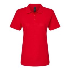 Damska Koszulka Polo Pique Soft Touch. Czerwone koszulki sportowe damskie Gildan, l, bez wzorów, bez kołnierzyka, bez ramiączek. Za 49.99 zł.