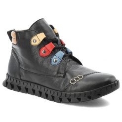 Czarne Botki Armodo Skórzane Buty Damskie. Czarne kozaki damskie Armodo, ze skóry, bez obcasa. Za 339.99 zł.