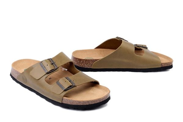 DR. BRINKMANN 600133-07 olive, klapki męskie. Zielone klapki męskie Dr. Brinkmann, ze skóry. Za 242.17 zł.