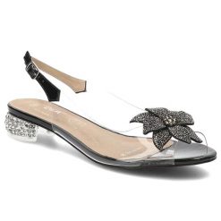 Czarne Sandały S.Barski Eleganckie Obuwie Damskie. Czarne klapki damskie S.BARSKI, z aplikacjami, eleganckie, bez obcasa, na obcasie. Za 199.00 zł.