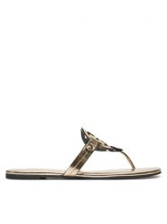 Tory Burch Japonki Miller 162596 Złoty. Żółte klapki damskie Tory Burch, bez wzorów, ze skóry, bez obcasa. Za 689.99 zł.
