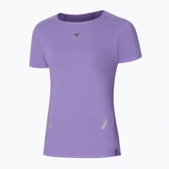 Koszulka do biegania damska Mizuno Tech Light Tee. Fioletowe koszulki sportowe damskie Mizuno, s, bez wzorów, ze skóry, bez kołnierzyka, bez ramiączek, do biegania. Za 169.99 zł.