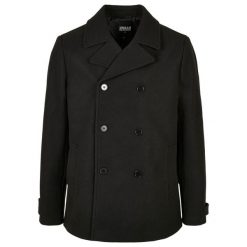 Klasyczny płaszcz Urban Classics pea coat. Czarne płaszcze męskie Urban Classics, m, bez wzorów, z materiału, klasyczne, bez kaptura. Za 382.40 zł.