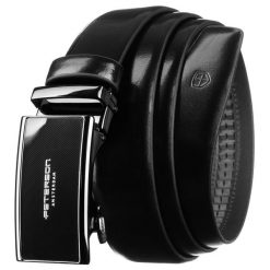 Skórzany pasek męski w czarnym kolorze z możliwością samodzielnego skrócenia - Peterson. Czarne paski damskie Peterson, bez wzorów. Za 129.00 zł.