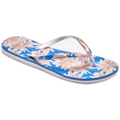 Japonki plażowe damskie ROXY Portofino III. Niebieskie klapki damskie Roxy, bez wzorów, z gumy, sportowe, bez obcasa. Za 59.99 zł.