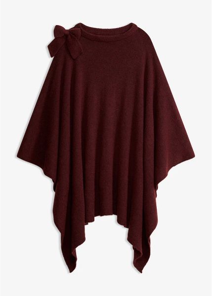 Poncho z kokardą. Czerwone żakiety damskie bonprix, bez wzorów. Za 129.99 zł.