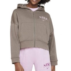 Chłopcy>bluza Nike. Brązowe bluzy dla chłopców Nike, bez wzorów, bez ramiączek, bez kaptura. Za 237.99 zł.