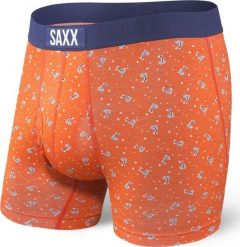 SAXX Bokserki męskie Ultra Boxer Brief Fly Orange Palm-Fetti r. S. Pomarańczowe bokserki męskie Saxx, m, bez wzorów. Za 110.49 zł.