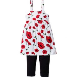 Sukienka + legginsy (2 części) bonprix biało-ciemnoczerwony z nadrukiem. Legginsy dla dziewczynek marki bonprix. Za 54.99 zł.