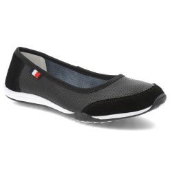 Czarne Baleriny Filippo Wygodne Wsuwane Obuwie Damskie. Czarne obuwie sportowe damskie Filippo, z aplikacjami, ze skóry, eleganckie, bez obcasa, bez zapięcia. Za 139.00 zł.