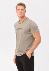 T-shirt w sportowym stylu T-ENDE. Brązowe koszulki sportowe męskie Volcano, na zimę, m, bez wzorów, z bawełny, bez kołnierzyka, bez ramiączek. Za 69.99 zł.