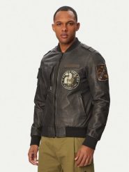 Aeronautica Militare Kurtka skórzana 261PN5055U100839 Czarny Regular Fit. Czarne kurtki męskie Aeronautica Militare, m, bez wzorów, ze skóry, bez kaptura. Za 6,549.00 zł.