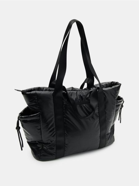 Duża torba shopper w sportowym stylu - czarny. Czarne torebki shopper damskie Sinsay, bez wzorów, sportowe, duże, bez dodatków. Za 49.99 zł.