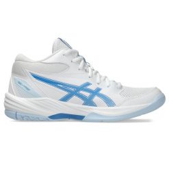 Damskie buty halowe Asics Gel-Task MT 4. Białe obuwie sportowe damskie Asics, bez wzorów, ze skóry, do piłki ręcznej. Za 380.50 zł.