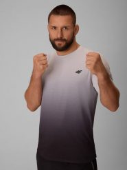 4F Koszulka treningowa regular szybkoschnąca męska - szara XL. Szare koszulki sportowe męskie 4f, m, bez wzorów, z materiału, bez kołnierzyka, bez ramiączek, na fitness i siłownię. Za 129.99 zł.