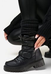 Czarne Śniegowce na Rzepy Theman. Czarne śniegowce i trapery damskie Born2be, za kostkę. Za 119.99 zł.