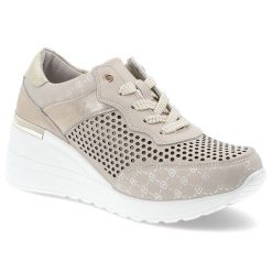 Beżowe Sneakersy S.Barski Stylowe Obuwie Damskie Na Koturnie. Brązowe obuwie sportowe damskie S.BARSKI, bez wzorów, eleganckie, bez obcasa, na koturnie, bez zapięcia. Za 179.00 zł.