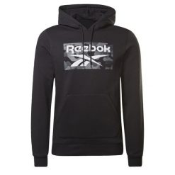 Bluza z kapturem męskie Reebok Camo. Czarne bluzy męskie Reebok, m, bez wzorów, z bawełny, z kapturem, na fitness i siłownię. Za 290.00 zł.