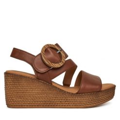 Sandały Gabor. Brązowe sandały damskie Gabor, bez wzorów, bez obcasa, na koturnie, bez zapięcia. Za 499.99 zł.