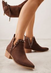 Brązowe Ażurowe Botki Vices na Obcasie Ozdobione Wycięciem i Nitami Lilfedi. Brązowe botki damskie Born2be, na zimę, z jeansu, wizytowe, bez obcasa, na obcasie, bez zapięcia. Za 149.99 zł.