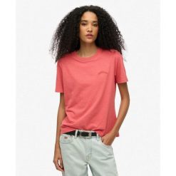 Koszulka Essential Logo Wyprana. Czerwone t-shirty damskie Superdry., bez wzorów, bez kołnierzyka. Za 122.25 zł.