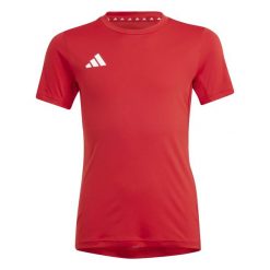 Koszulka dla dzieci adidas Team. Białe t-shirty dla chłopców Adidas, bez wzorów, z materiału, bez ramiączek. Za 126.75 zł.