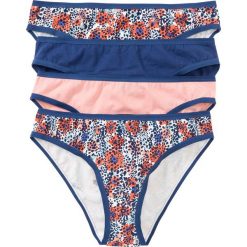Figi (4 pary) bonprix biel wełny z nadrukiem + jasny koralowy + kobaltowy. Figi damskie marki bonprix. Za 25.96 zł.