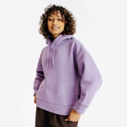 Bluza z kapturem damska Elementals. Fioletowe bluzy damskie Decathlon, xl, bez wzorów, z bawełny, z kapturem. Za 179.99 zł.