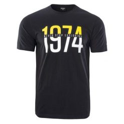 Koszulka męska Hi-Tec Rolic - czarna, Rozmiar L. Czarne t-shirty męskie Hi-tec, l, bez wzorów, z bawełny, eleganckie, bez kołnierzyka. Za 34.99 zł.